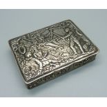 A continental 800 silver box with gilt interior, 94g, 77mm wide