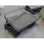An industrial flatbed trolley