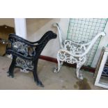 Two pairs of cast iron bench ends