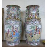 A pair of Chinese famille verte porcelain vases