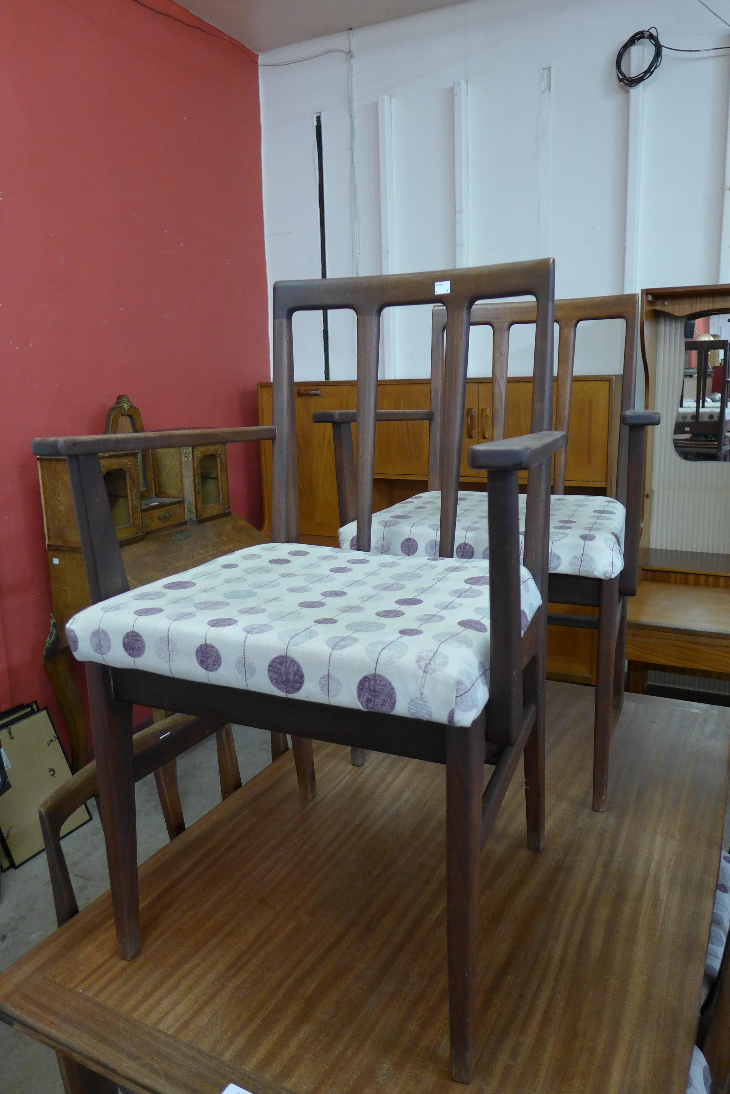 A Younger afromosia extening dining table and six chairs, designed by John Herbert - Image 2 of 3