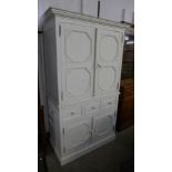 A continental painted pine housekeeper's cupboard