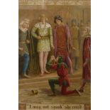 Herbert Green, The Court Jester, King Arthur, watercolour, dated 1909, framed