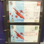 Stamps; RAF display series covers in album, including multiple signed covers (32)