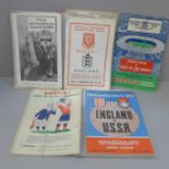A collection of International Football programmes, early 1950s and 1960s