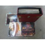 A box of LP records, Elton John, An Anla, Rod Stewart, Cat Stevens, U2, etc.