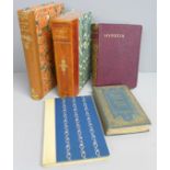 Five books, The Lyrical Poems of Robert Burns, Works of Johnson, The Letters of John Constable, R.A.