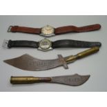 A German Entanche WWII wristwatch, the 28mm case back marked DH, D0011258H, a Bravingtons WWII
