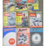 Flight and The Aeroplane magazines 1940-1946, 20 issues, 1950s 11 issues and Flying review 1950's 35