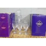 A collection of Edinburgh crystal; decanter, six wine glasses and four sherry glasses, all boxed