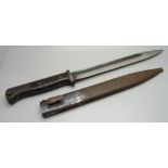 A German bayonet with scabbard, S84/98111 K98 bayonet, by Elite Diamont, matching numbers, made in