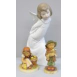 Two Goebel figures and a Lladro figure