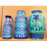 Three vintage West German Pottery Bay Keramik vases, 20-25cm tall