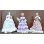 A Royal Worcester limited edition figure, The Last Waltz 4294/12500 and two Wedgwood limited edition