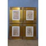 A set of four Renaissance style prints, framed