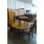 A G-Plan Fresco teak extending dining table and six chairs