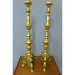 A pair of large 19th Century French ecclesiastical candlesticks