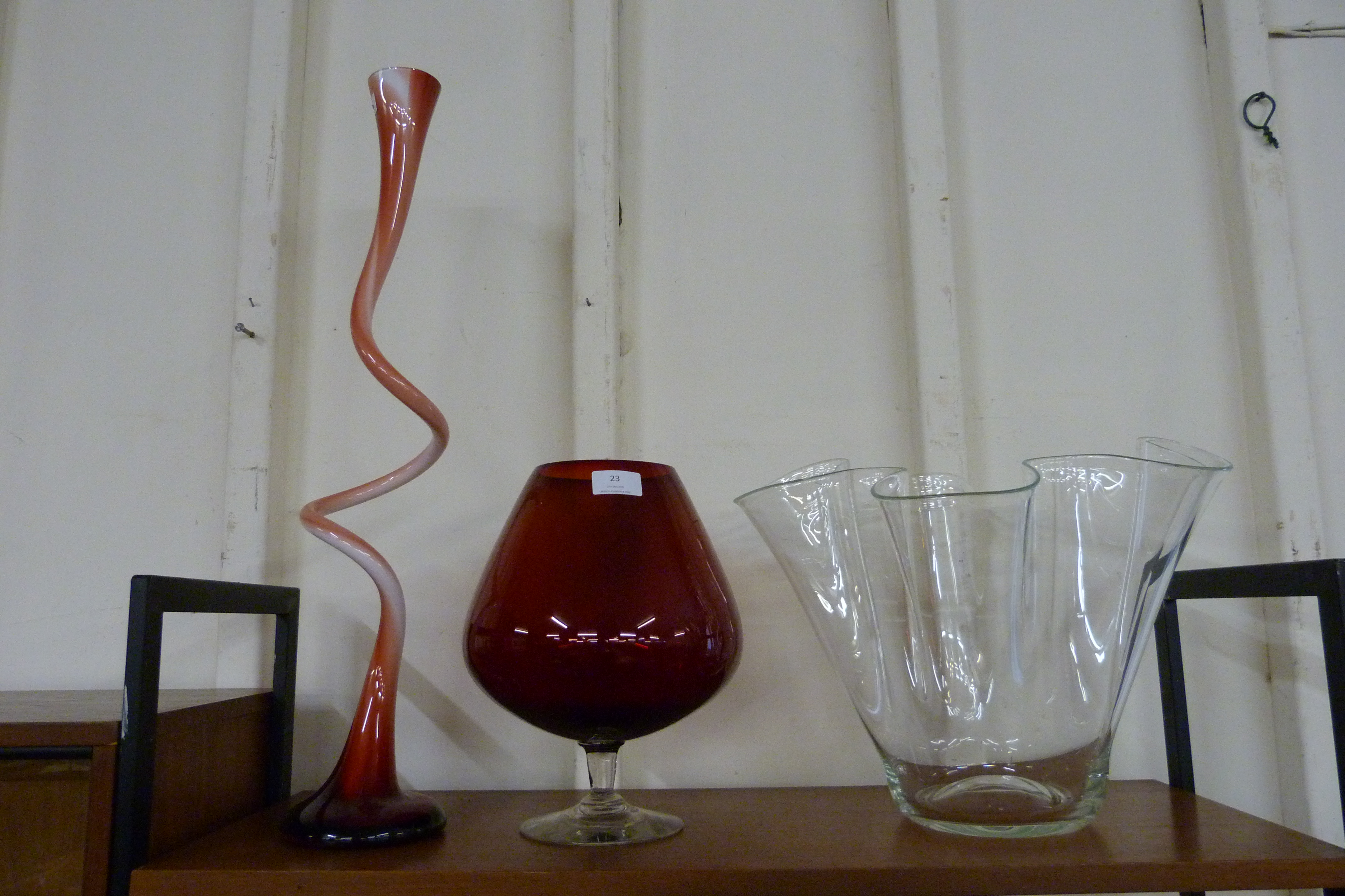 Three pieces of studio glassware