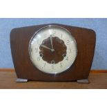 An Art Deco oak mantle clock