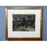 A signed Rolf Harris limited edition print, Giraffes, no. 3/10, framed