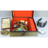 A box with vintage jewellery, watches, etc.