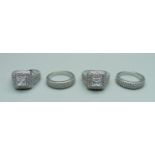 Four new and unused silver dress rings, stamped S925