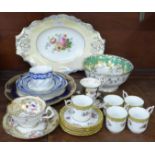A collection of Coalport porcelain including cups and saucers, slop bowl, plate, etc.