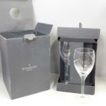 A set of four Waterford Crystal wine glasses, boxed