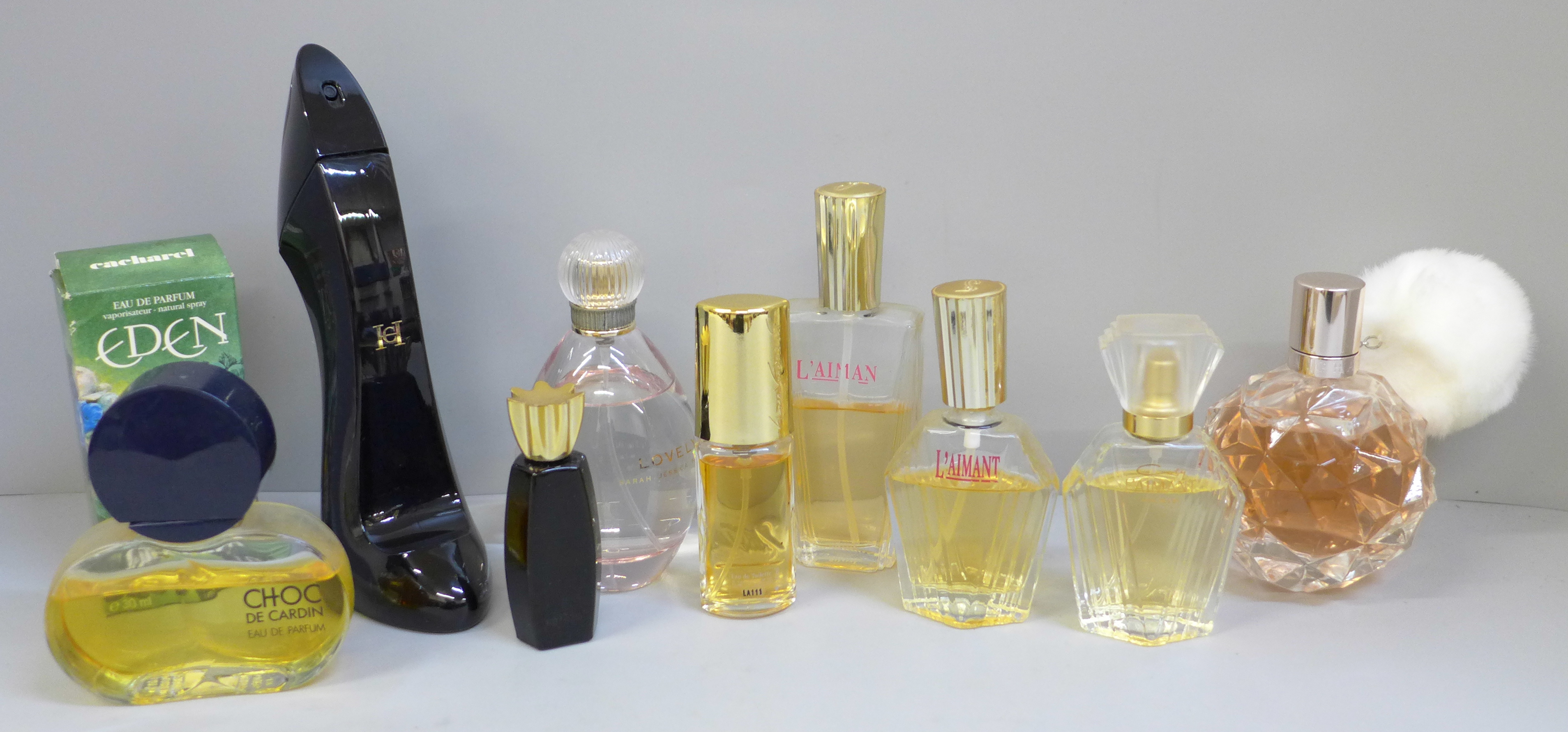 Assorted perfumes including Carolina Herrera and Sarah Jessica Parker, etc.