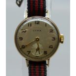 A lady's 9ct gold Cyma wristwatch, 23mm case