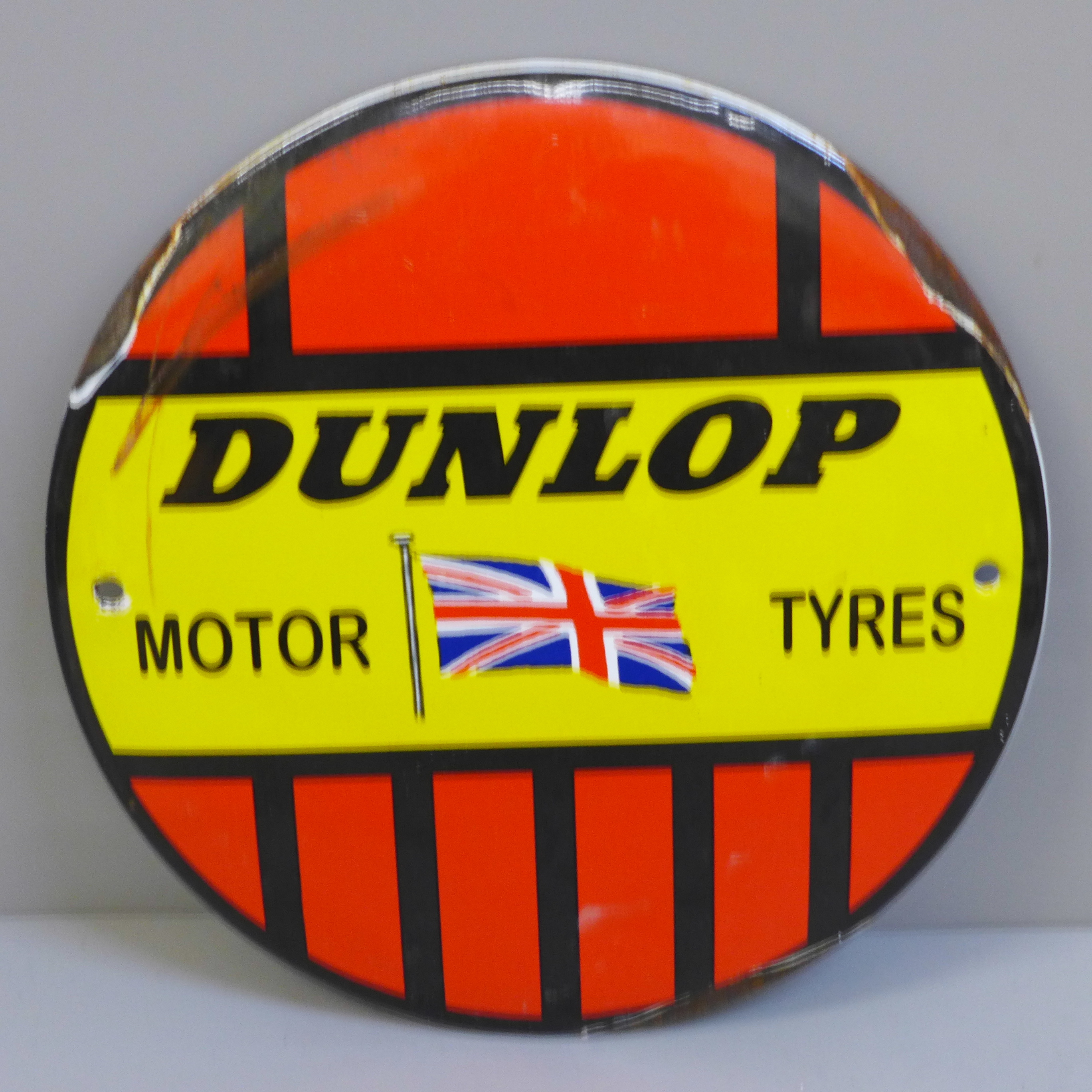 A reproduction enamel Dunlop Tyres sign, 15cm