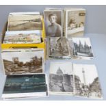 A box of postcards, vintage to modern