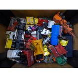 Die-cast model vehicles, mainly Matchbox and Corgi, playworn