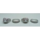 Four new and unused silver dress rings, stamped S925