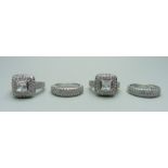 Four new and unused silver dress rings, stamped S925