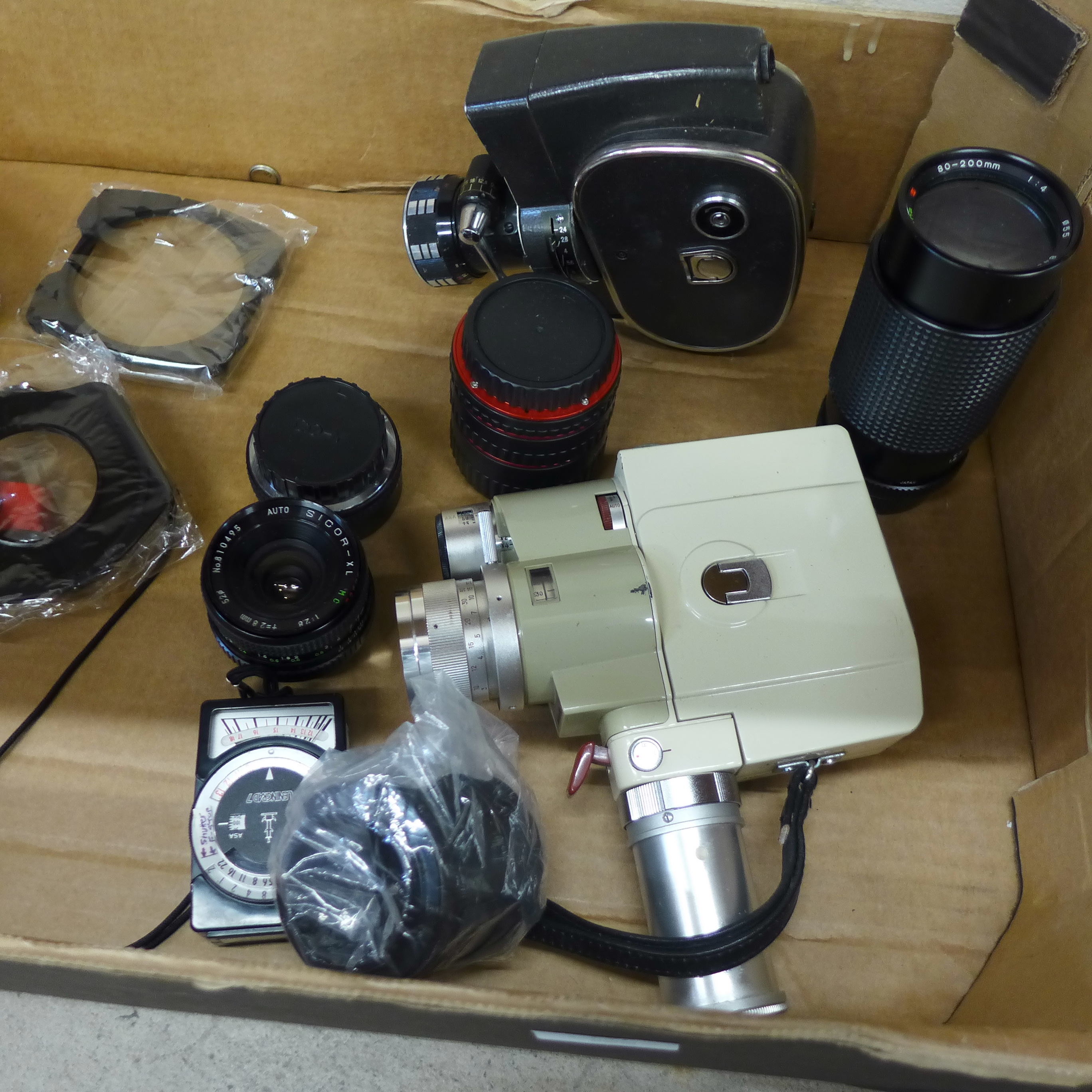 A bag of mixed camera lenses and accessories and two cine cameras - Image 2 of 2