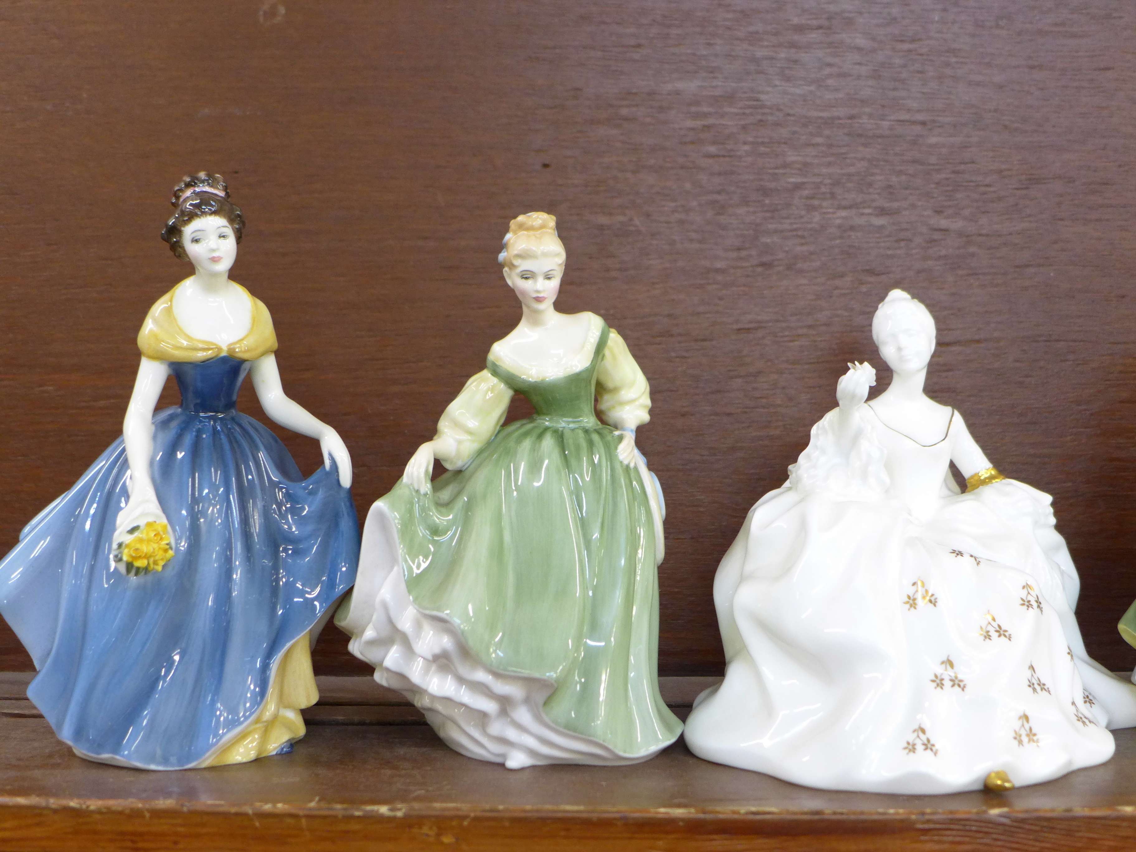 Five Royal Doulton figures; Antoinette, Premiere, Laurianne, a/f, Melanie and Fair Lady - Image 2 of 3