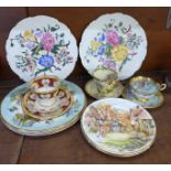 A Royal Albert tea cup and saucer, second, a Royal Albert Lady Hamilton trio, a Lime House Studio