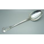 A large Arts and Crafts Danish silver basting spoon, Christian F. Heise, 1904-1932, 147g, 36cm