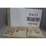Three albums of stamps, including Stanley Gibbons, Great Britain, partially complete