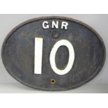 A GNR cast iron bridge plate no. 10, 43cm wide