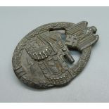 A German Panzer Assault badge, pin a/f