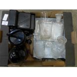 Vintage photographic darkroom equipment and bottles