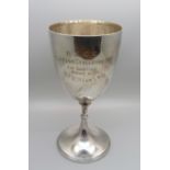 A silver goblet, ''BJCC The Webb Challenge Cup, For Bowling, Given by WFM Webb, Esq.'', c1900, 190g
