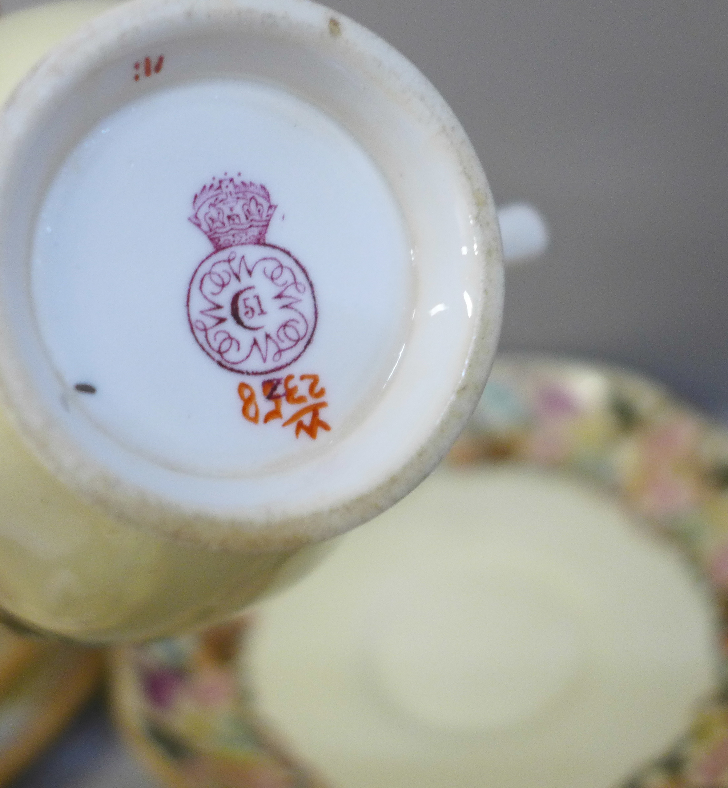 A collection of Royal Worcester porcelain including cups and saucers, trios, sugar pot, pin dishes - Image 3 of 5