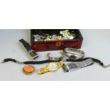 Costume jewellery and watches in lacquered box