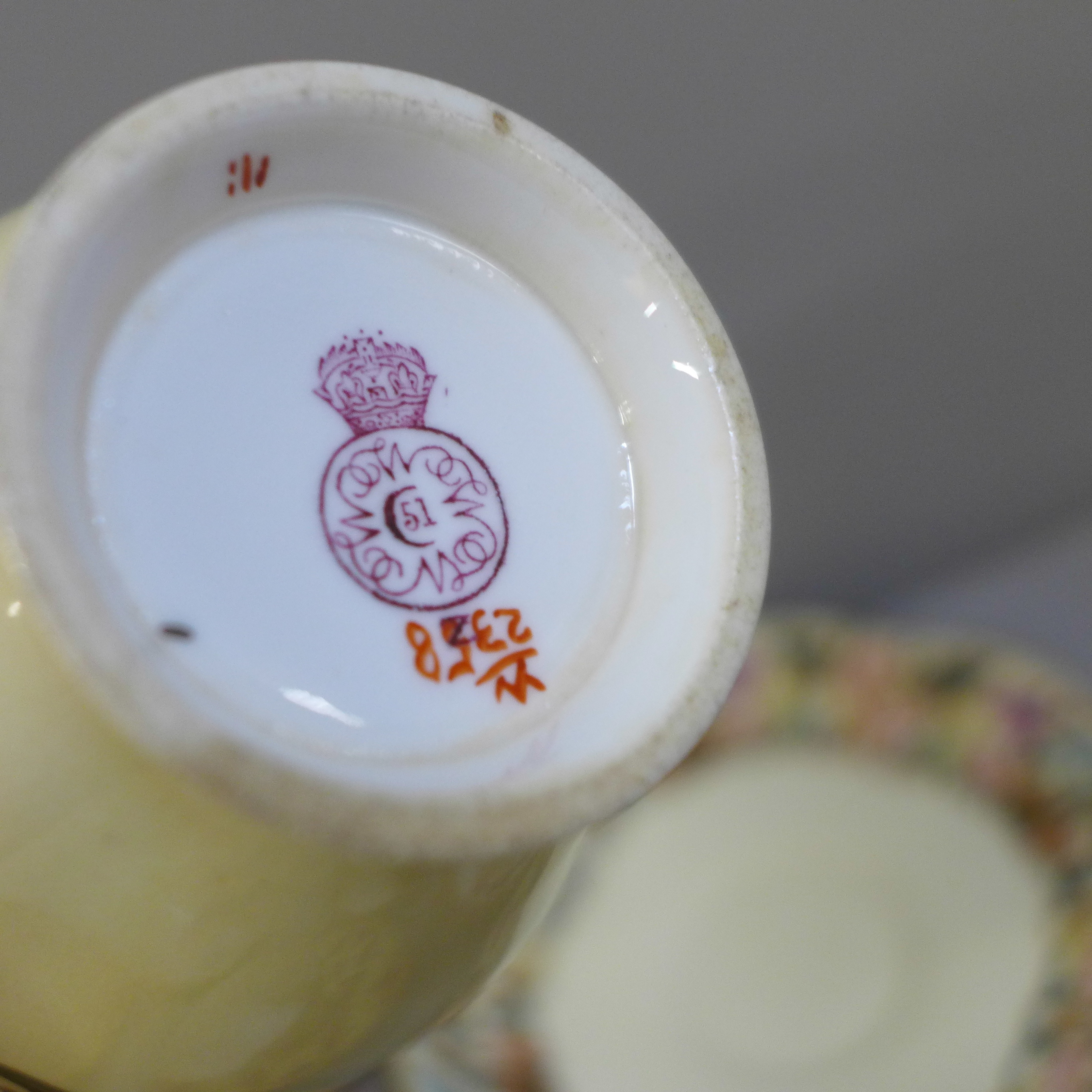 A collection of Royal Worcester porcelain including cups and saucers, trios, sugar pot, pin dishes - Image 5 of 5