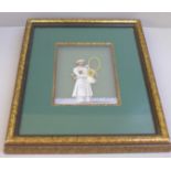 A framed Indian 19th Century gouache company painting on mica