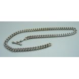 A heavy chain, with hallmarked silver Albert clip and bar marked 925, 104g