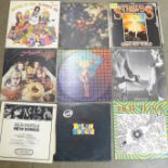 Ten 1970s rock LP records including Strawbs, Blodwyn Pig, Outlaws, Hot Tuna, T-Rex, etc.